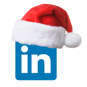 LinkedInlogo mit Weihnachtsmütze